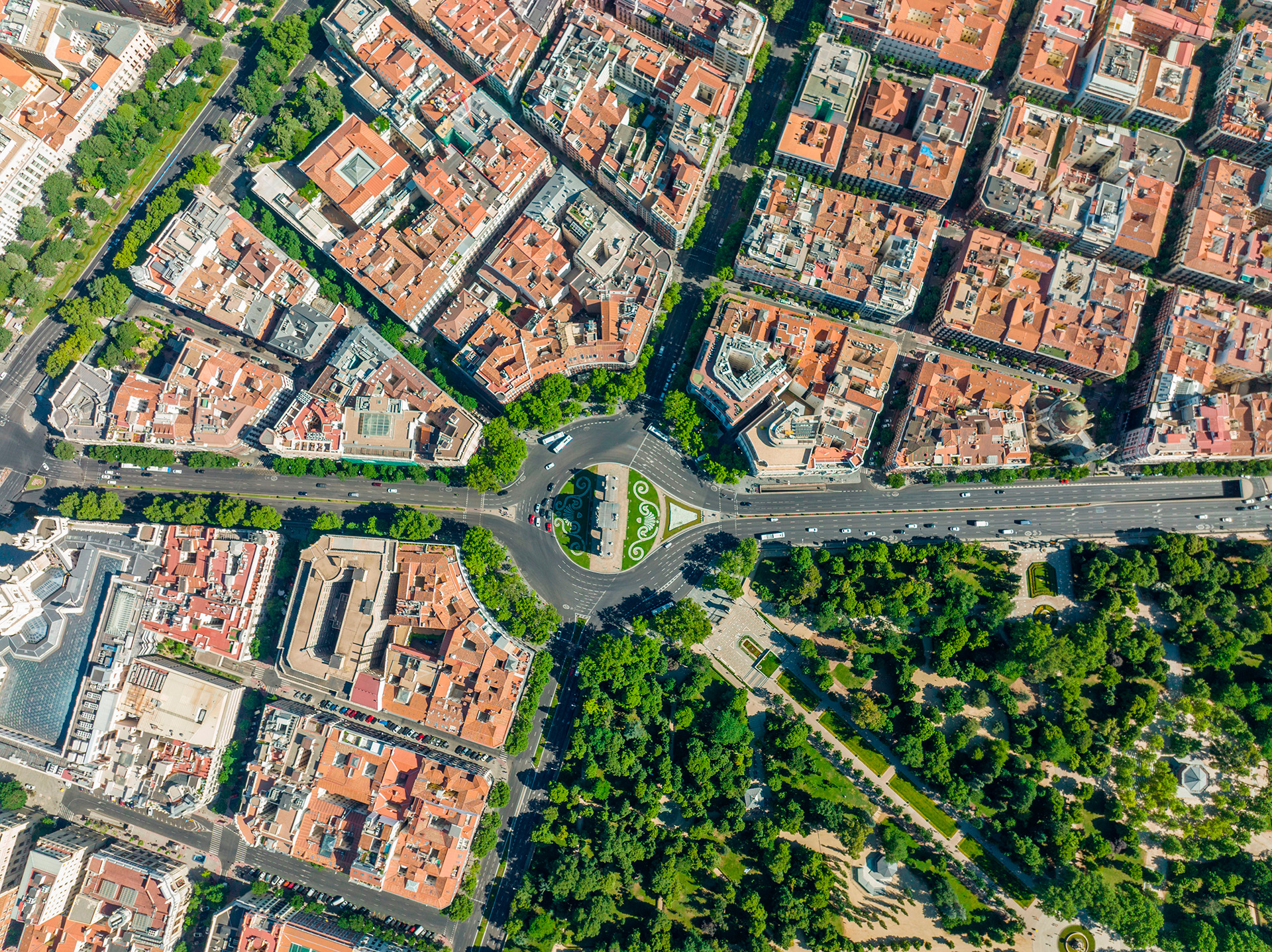 Aerial view of Madrid’s urban fabric